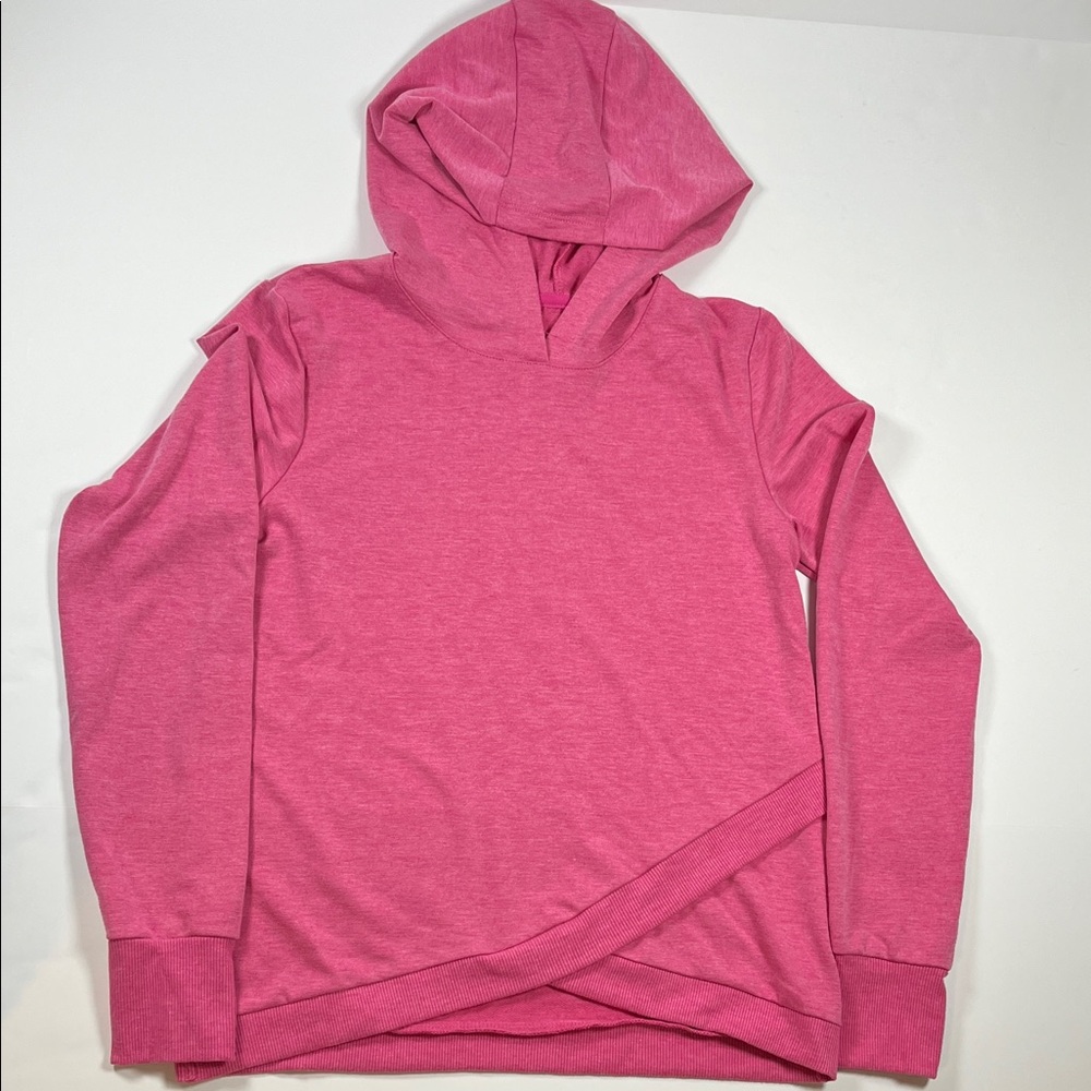 Eddie Bauer Girls Vibrant Heather Pink Hoodie Thumb Holes in Cuff. Sz L 14/16